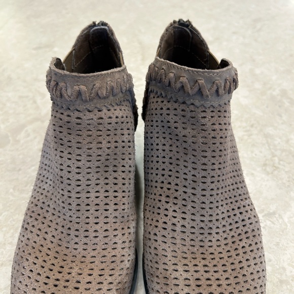 Earth Taupe Perforated Ankle Booties